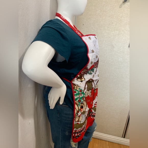 Christmas holiday kitchen apron singing bears Christmas bells Mandil de navidad - Picture 6 of 9